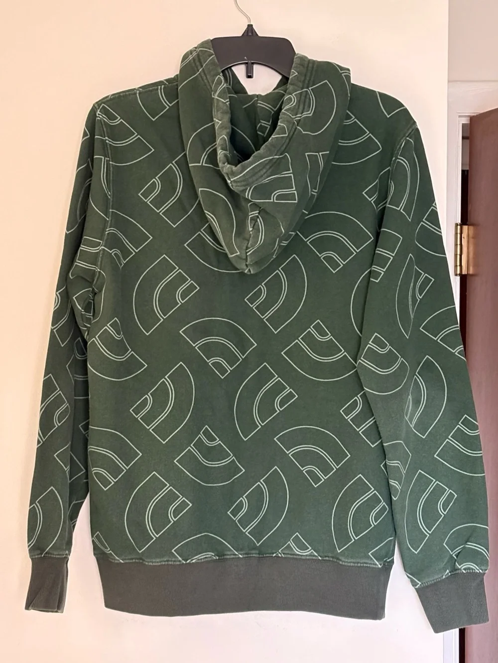 The North Face All-Over Print Half Dome Logo Fleece Pullover Hoodie - Dark Green